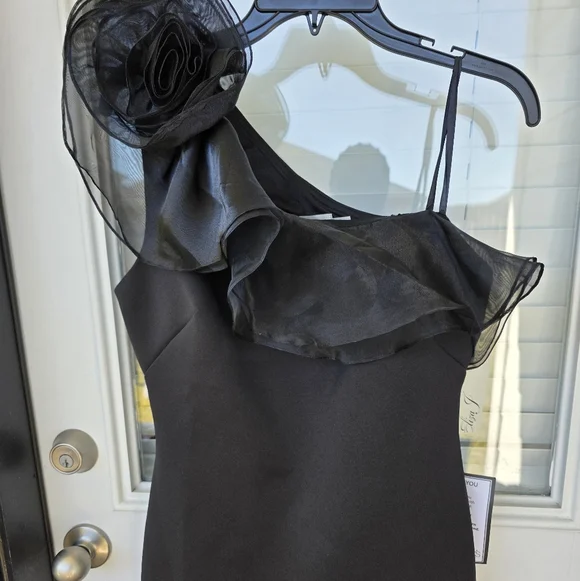 $208 Eliza J Women One-Shoulder Rosette-Detail Evening Gown Sz 10 NWT Old Money - Picture 6 of 14